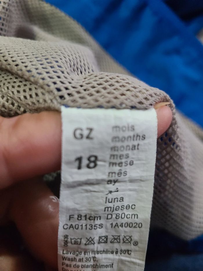Veste coupe vent, imperméable avec capuche Bleu roi. Taille 18 mois Grain de blé, Z - photo numéro 12