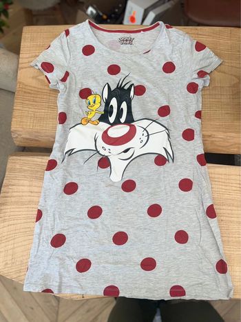 Taille S 36 38 Chemise robe  de nuit pyjama titi et gros minet looney tunes