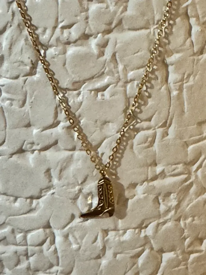 Collier chaîne réglable acier inoxydable or pendentif Santiag petit créateur - photo numéro 9