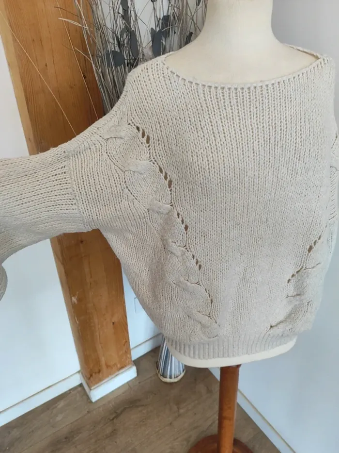 Pull écru 38 grosses mailles