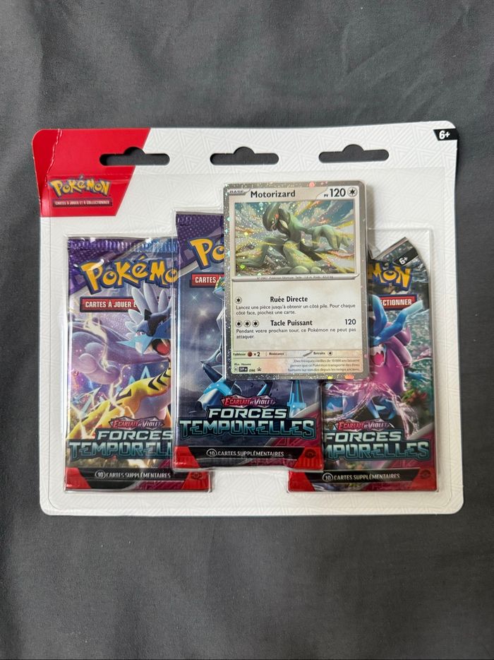 Tripack Pokémon Écarlate et Violet EV05 Forces Temporelles – Promo Motorizard – Neuf