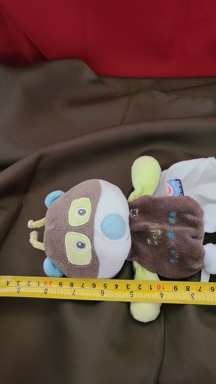 Doudou ours chat noir bleu vert mouchoir Cajou SUCRE D'ORGE - photo numéro 4