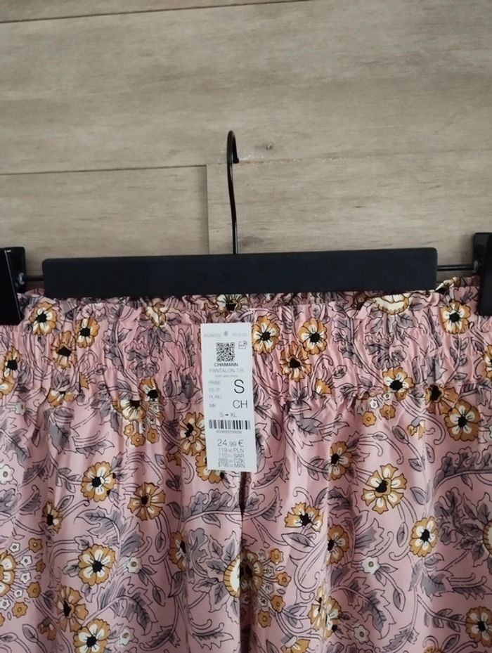 Pantalon pyjama Etam fleuri rose TS neuf étiquettes - photo numéro 3