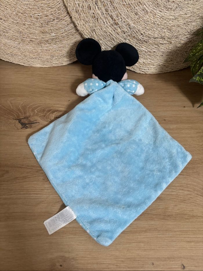 Doudou plat mouchoir Mickey bleu pois blanc Disney - photo numéro 3