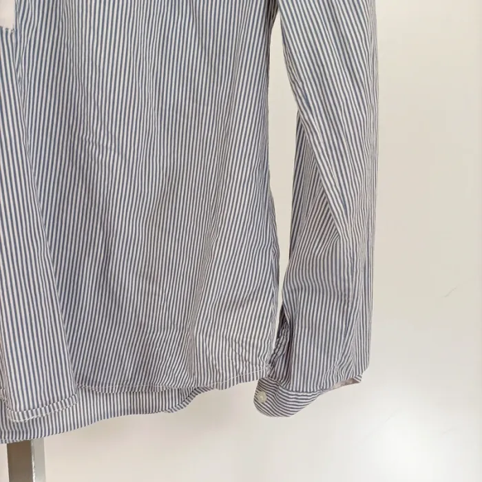 Chemise rayée bleue Happy D. by Damart T.46 coton stretch à col blanc et manches longues A1235 - photo numéro 6