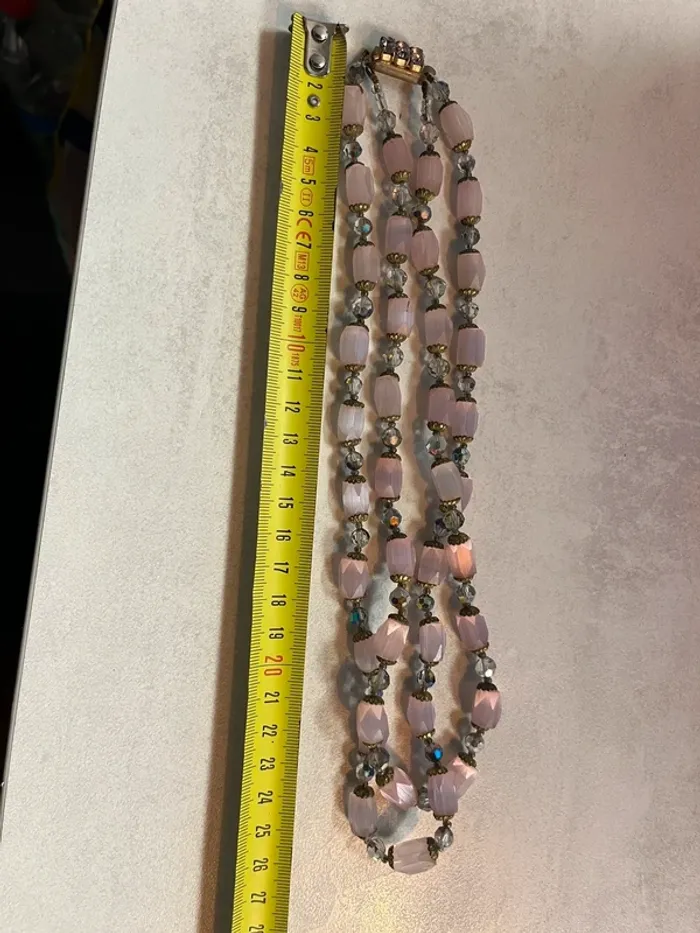 Beau collier vintage perles roses - photo numéro 4