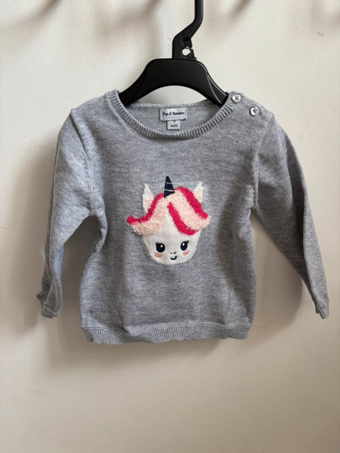 Pull gris licorne 9 mois - photo numéro 2