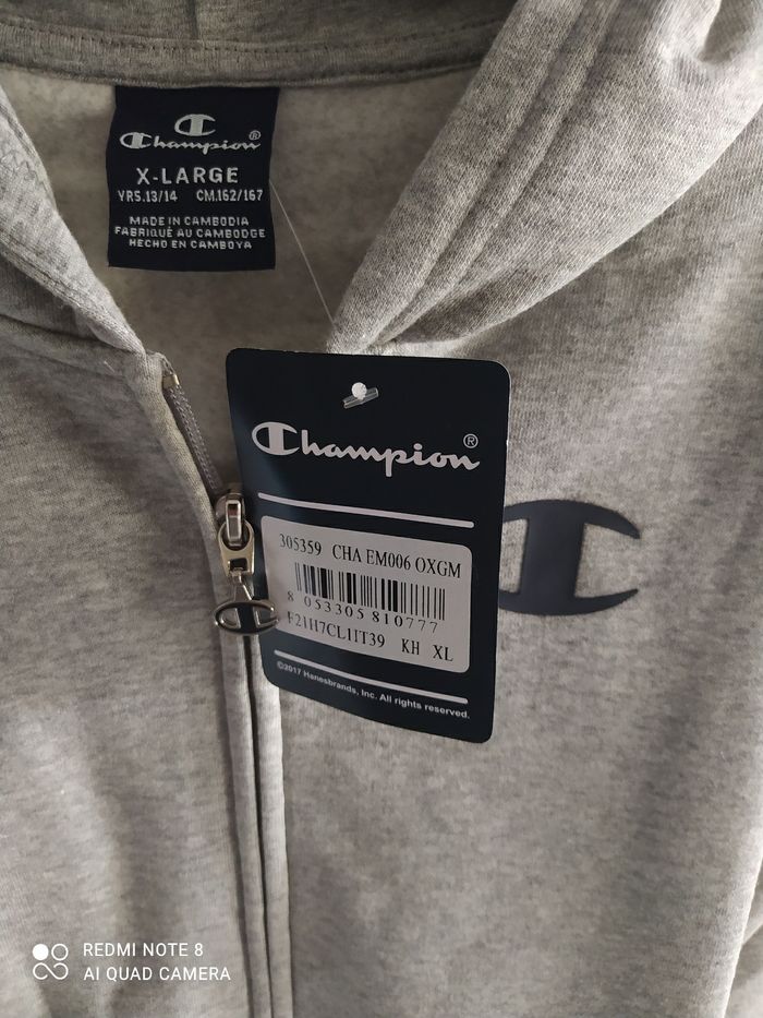 Sweat zippé molletonné taille 13/14ans neuf champion - photo numéro 5