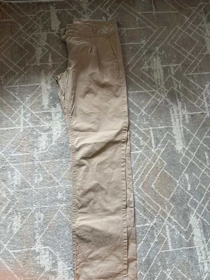 Pontalon femme beige taille S - photo numéro 3