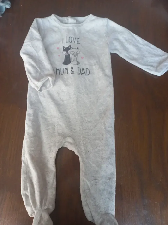 Pyjama gris "renards" in extenso 12mois 74cm