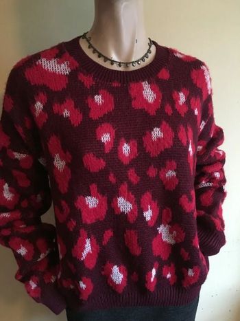 Pull bordeau motif tacheté rouge et blanc Taille M (40-42) Primark Neuf avec étiquette