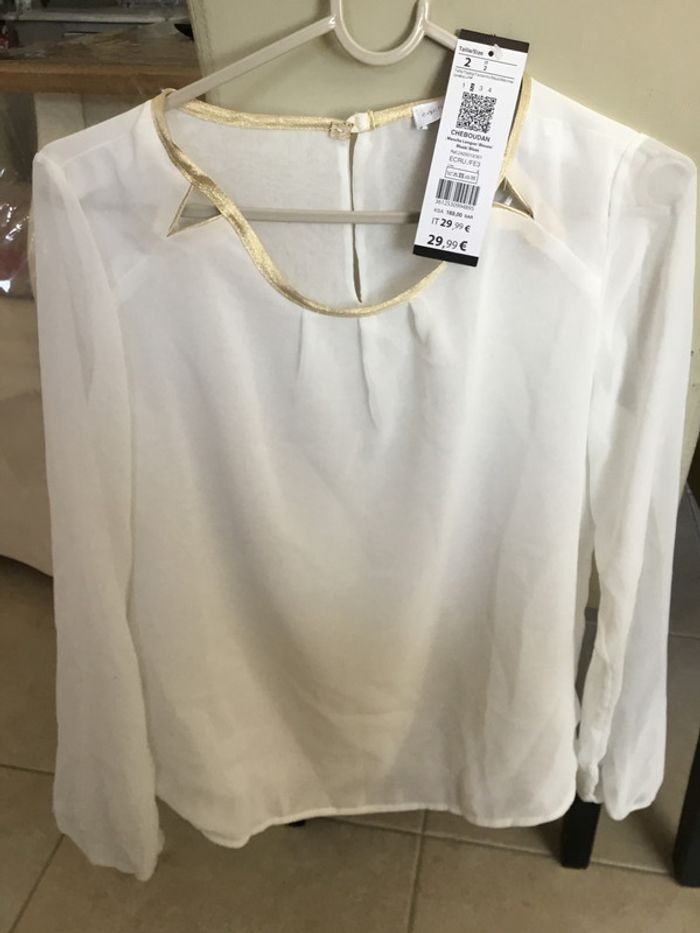 Blouse fluide liserée doré, cache-cache taille 2 - photo numéro 2