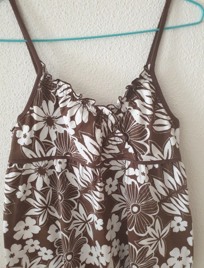 Robe fleurs hawaïennes marron blanche - photo numéro 2