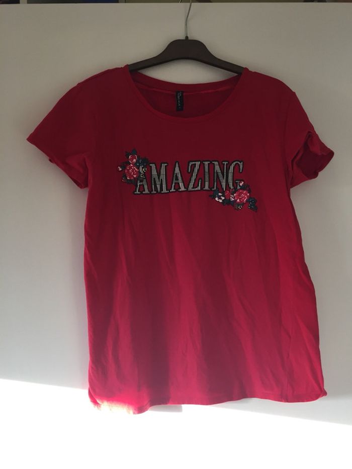 T-shirt rouge « amazing » Jean Pascale Taille S - photo numéro 2