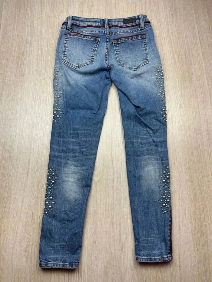 Jean Y2K Miss Me Ankle Skinny Perles et Clous Délavé Bleu Taille 26 US / 34 FR - photo numéro 10