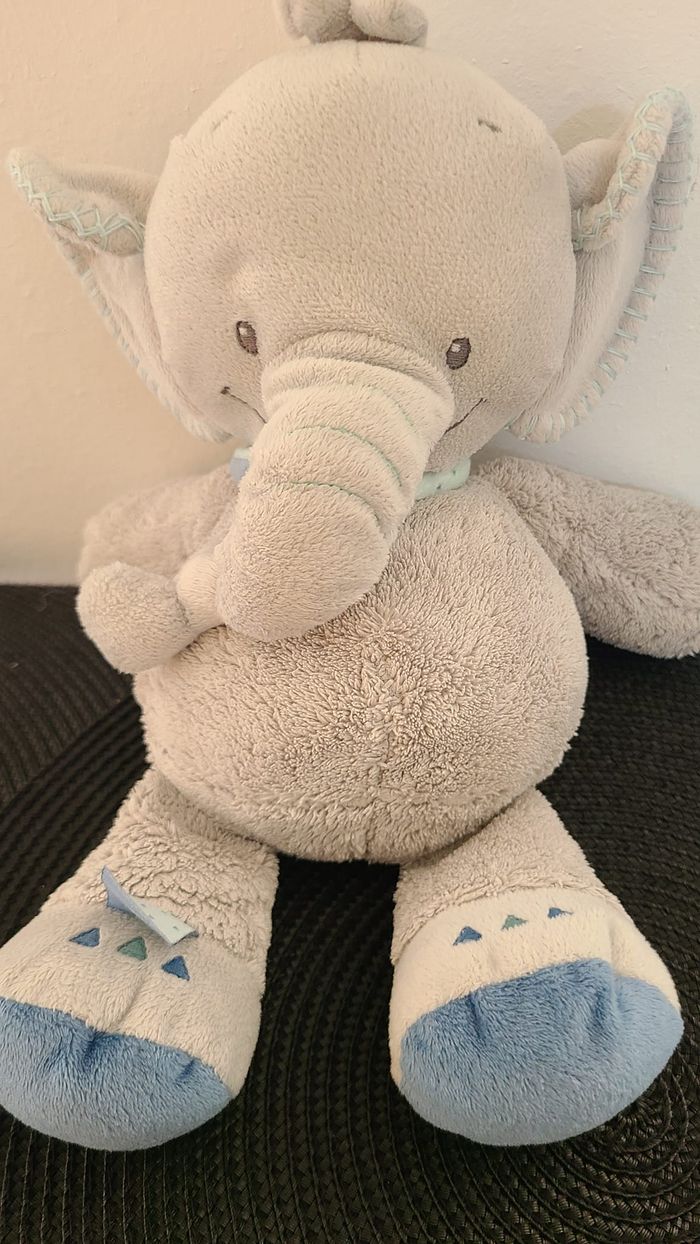 Nattou Jack Jules Nestor peluche éléphant gris bleu - photo numéro 3