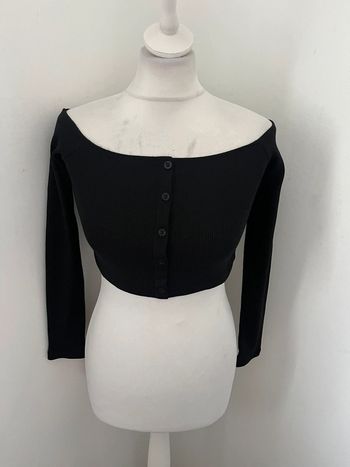 Croc top noir boutonné Zara M