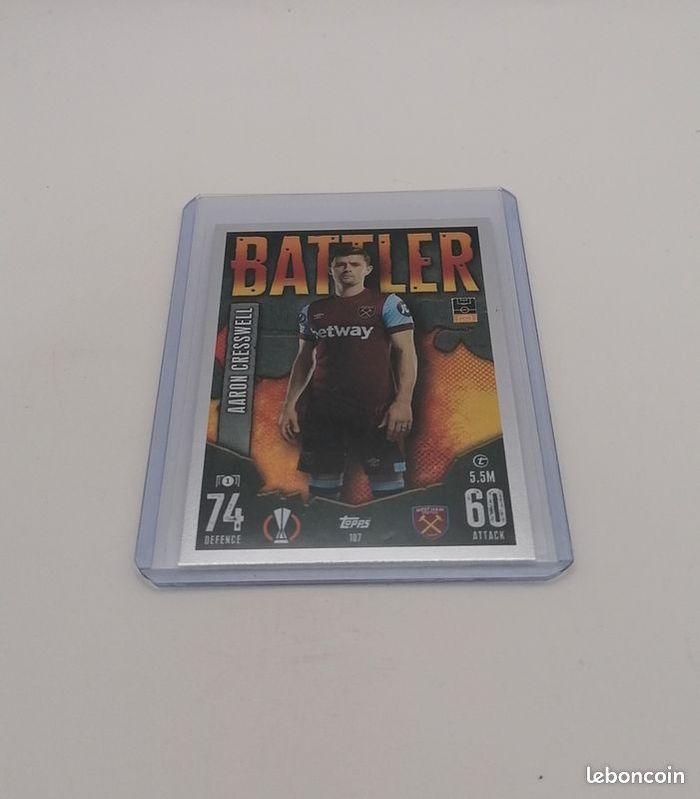 Carte Topps Match Attax 2023-24 BATTLER Aaron Cresswell n°107 WEST HAM UNITED FC
