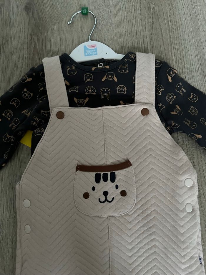 Ensemble salopette bébé garçon 12 mois sucre d’orge - photo numéro 2