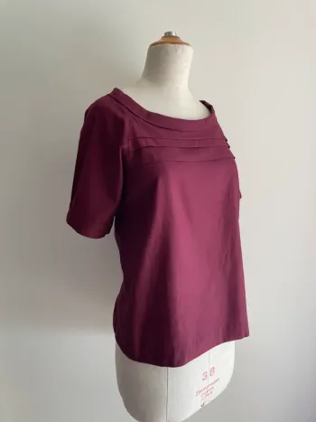 T-shirt Bordeaux col bateau Sandro T.1