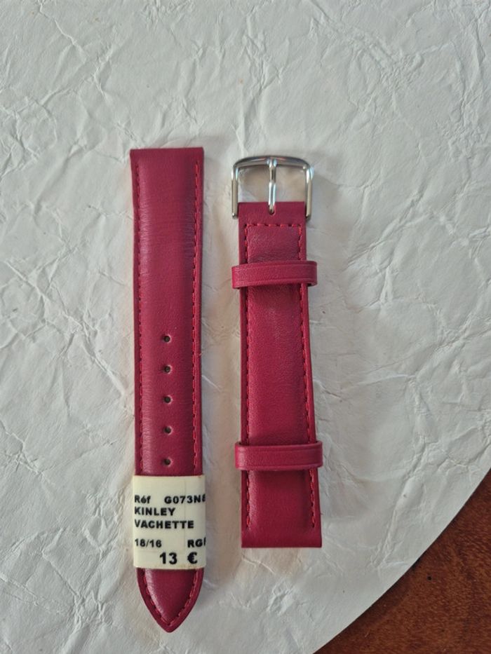 Bracelet de montre rouge framboise 18 mm