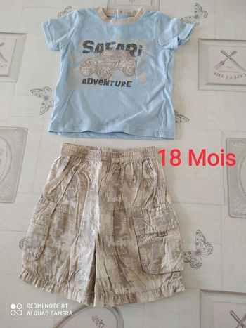 Ensemble short et t-shirt manches courtes 18 mois
