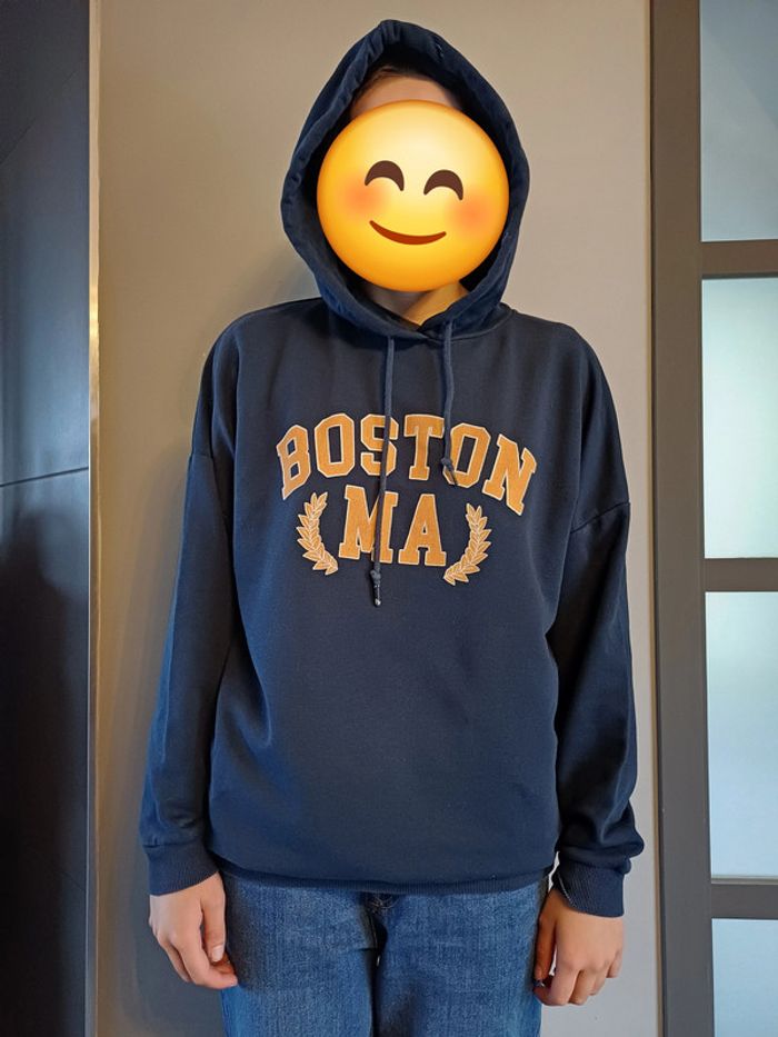 Sweat bleu à capuche - photo numéro 5