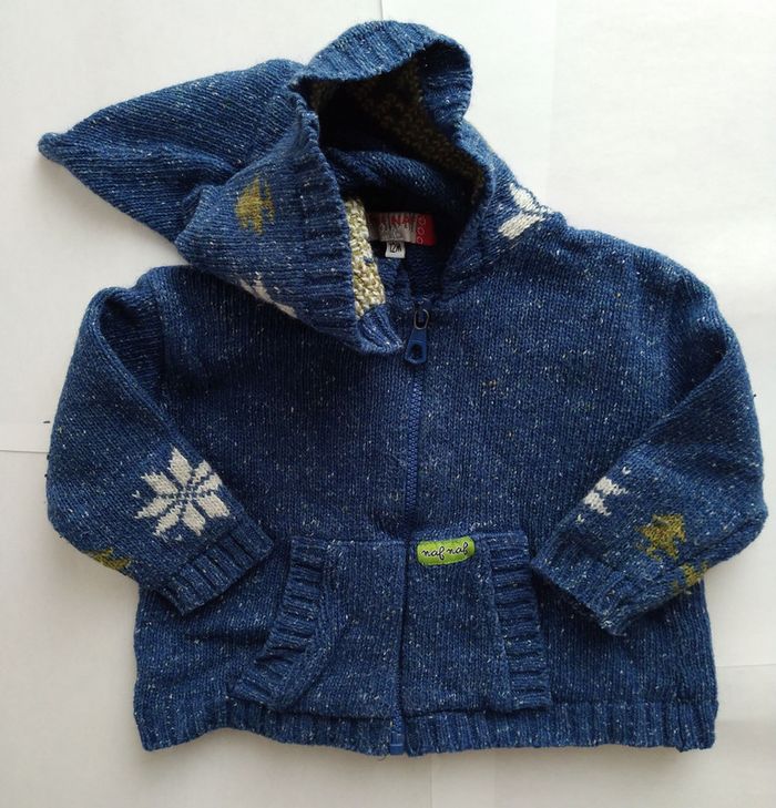 Gilet à capuche zippé Naf Naf, taille 12 mois.