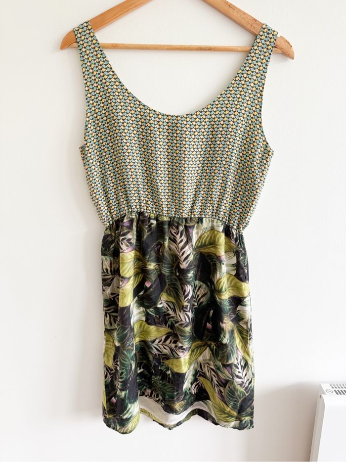 Robe été vert marron turquoise taille 36 S - photo numéro 4