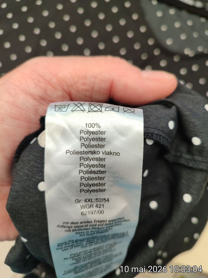 Top Fluide Noir à Pois Blancs – Janina (4XL) 52/54 - photo numéro 7
