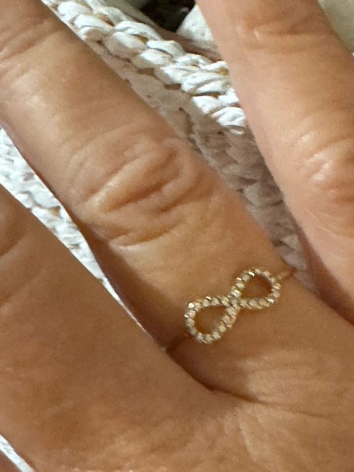 Bague réglable infini acier inoxydable or et zircons - photo numéro 2