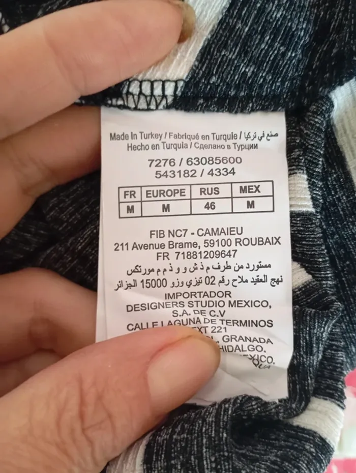 Haut Camaïeu cache-cœur rayé noir et blanc taille M - photo numéro 5