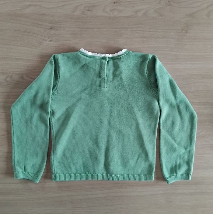 Sergent Major pull fille 7 ans brodé fleurs vert - photo numéro 4