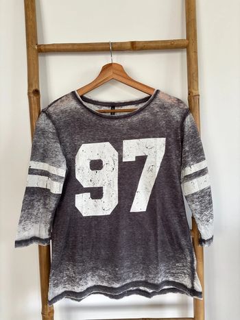 t-shirt à manches 3/4 gris et blanc - fb sister taille S