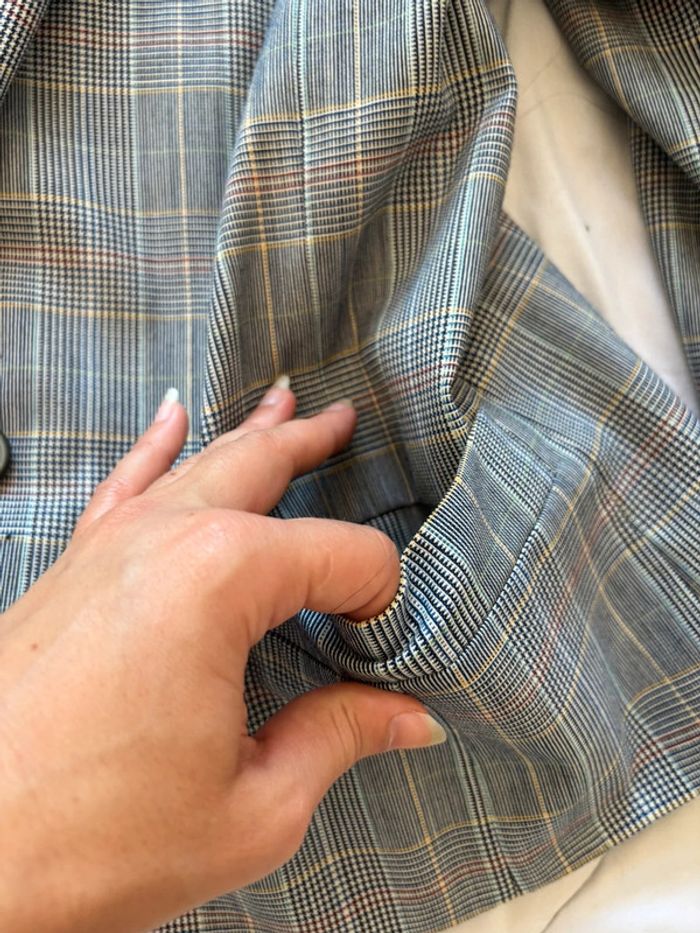 Veste blazer motif prince de galle carreaux gris noir Weinberg Paris vintage 90s taille L/XL - photo numéro 5