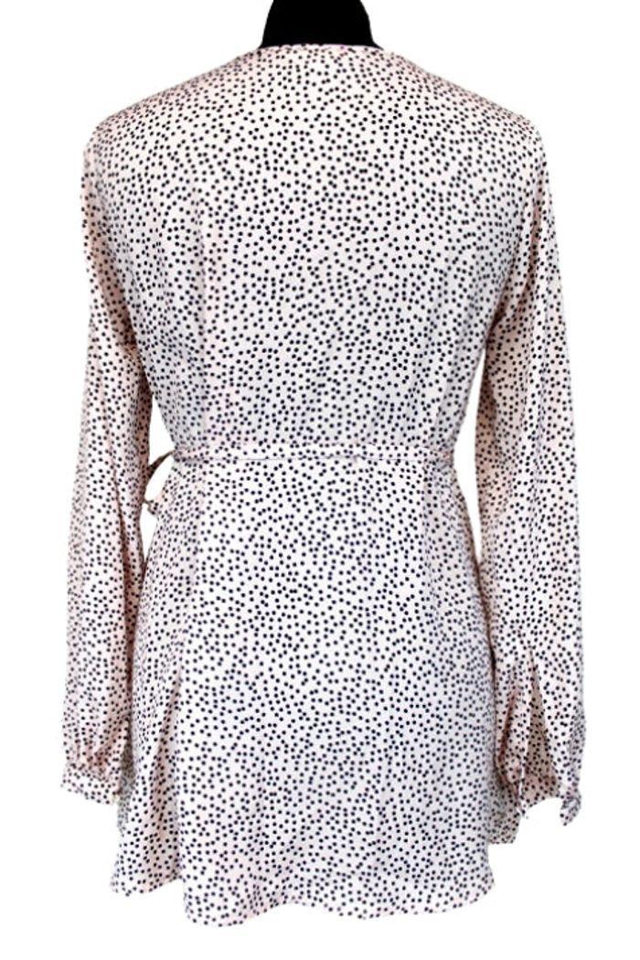 Blouse H&M Cache-Cœur Ceinturée - Petits Pois & Volants - photo numéro 3