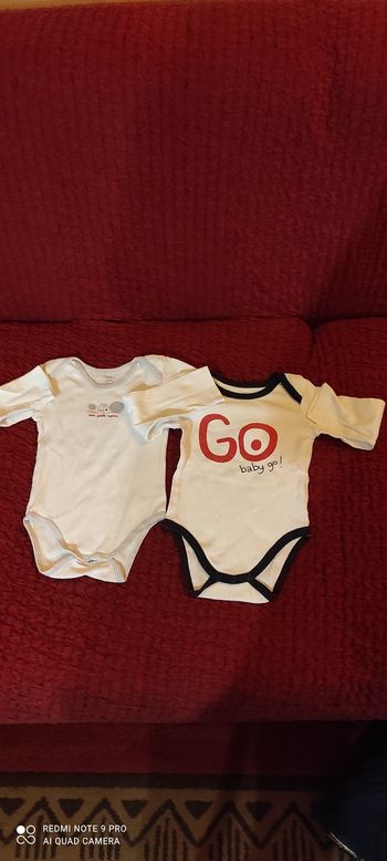 Lot 2 bodies à manches longues tex 12 mois