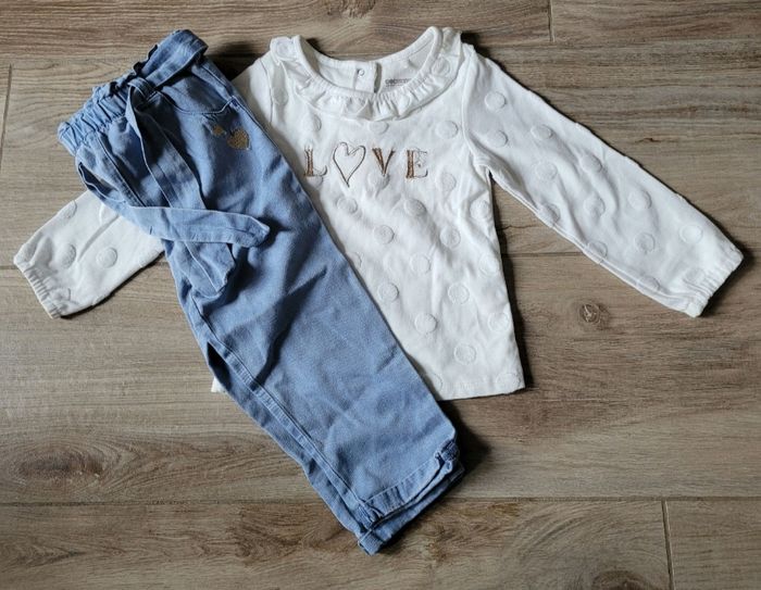 Ensemble t-shirt manches longues et jeans paperbag taille 36 mois