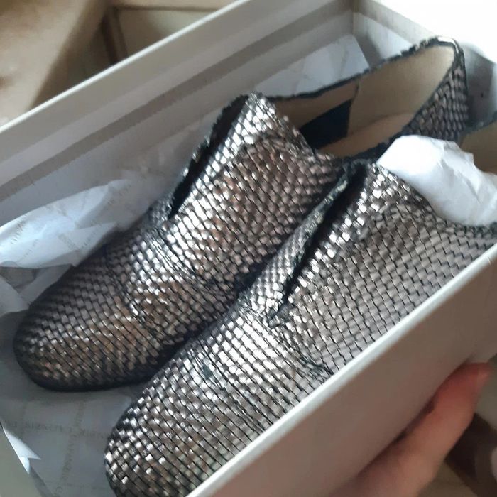 sublime chaussure couleur acier en cuir tressé "marque "café noir"pointure38 - photo numéro 5