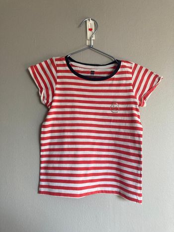 T-shirt fille Hema 5-6 ans, marinière rouge et blanche