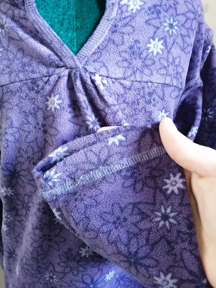 Pull polaire violet à capuche motifs fleurs / in extenso / (8ans) - photo numéro 5
