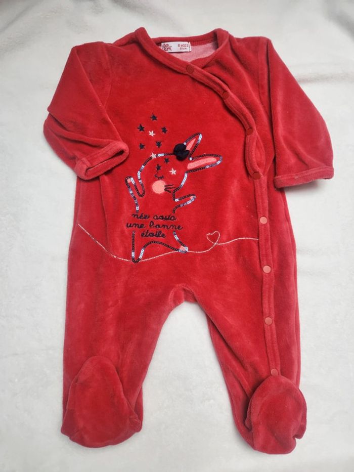 Pyjama velours Dpam mois bébé fille Du Pareil au Même mois