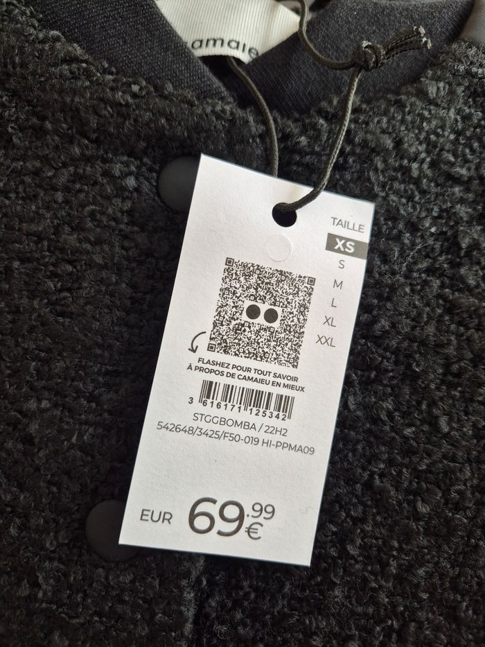 Manteau court Femme Noir Simili-Cuir Taille XS/34 - photo numéro 3