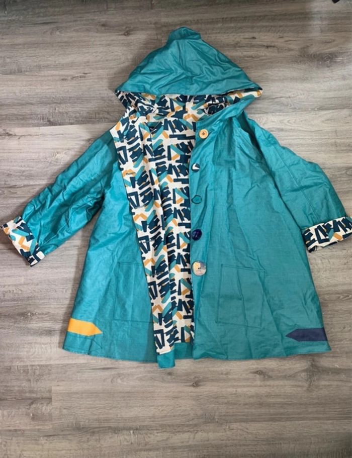Manteau original enduit lin / coton