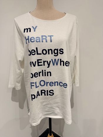 👚 T-shirt blanc manche 3/4 écriture - femme - taille unique  - Street one - très bon état