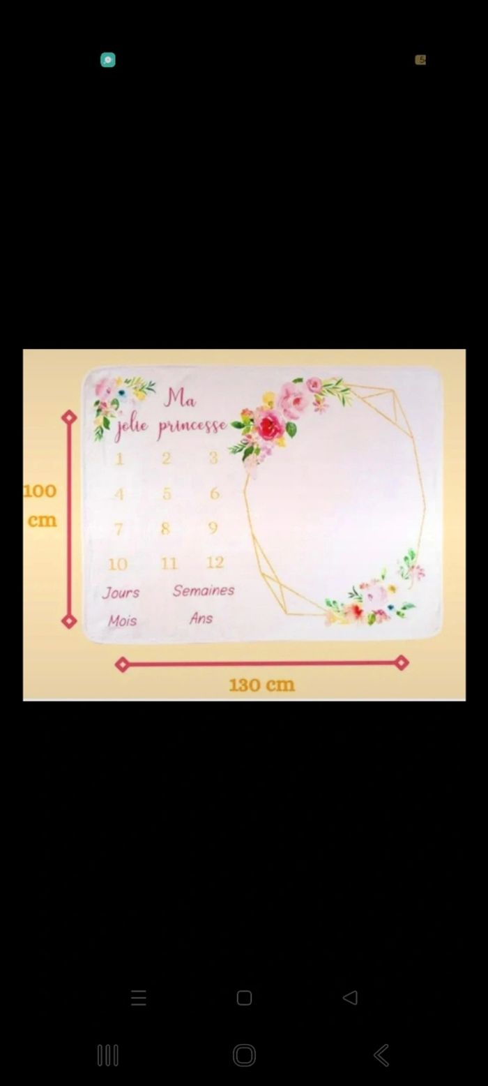 Couverture étapes bébé neuve thème princesse – plaid photo naissance doux - photo numéro 4