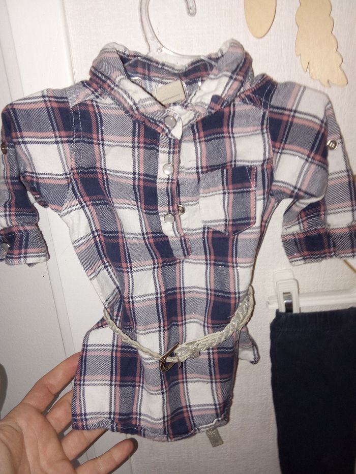 Ensemble bébé fille 3 mois chemise, ceinture, legging boîte à malices - photo numéro 2