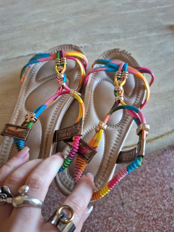 Sandale plate multicolor - photo numéro 5