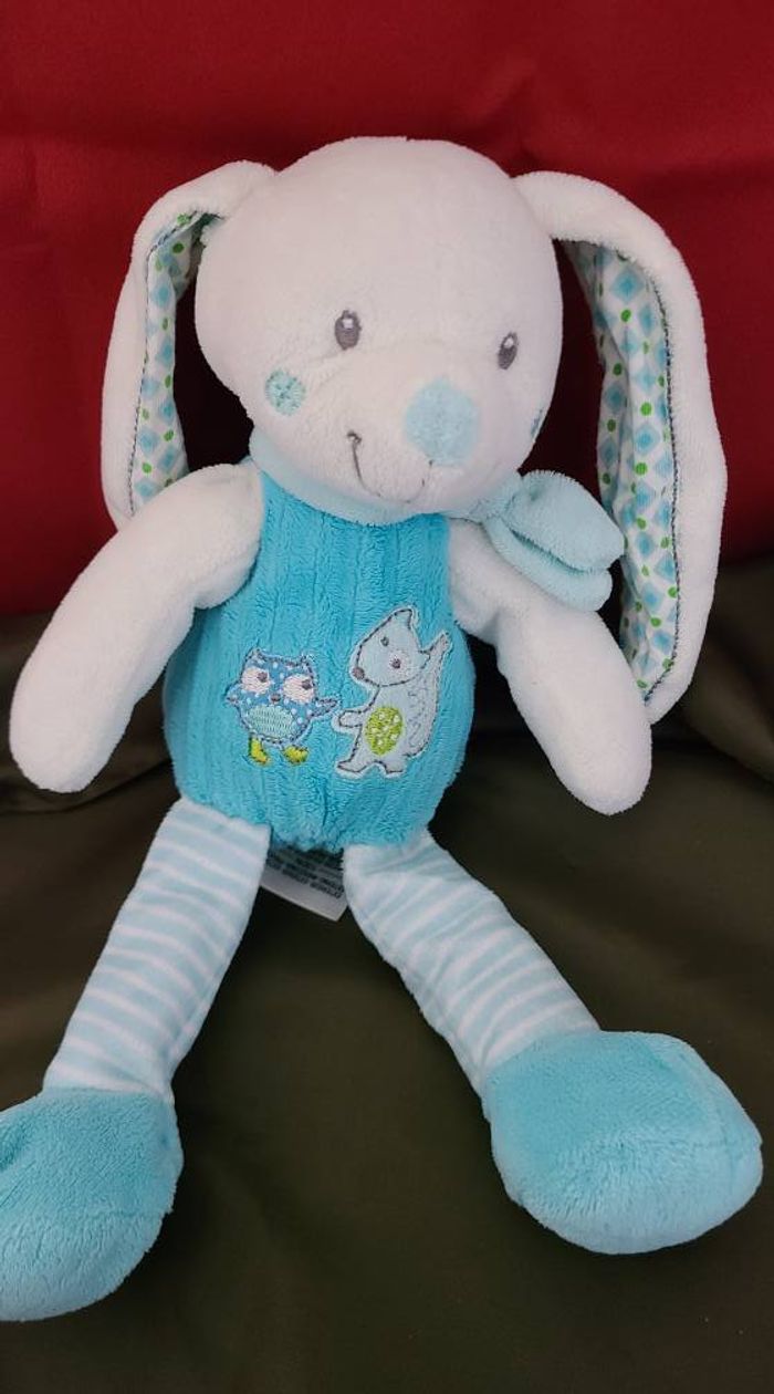 Peluche doudou Lapin bleu Mots d'Enfants Renard Hibou - photo numéro 5