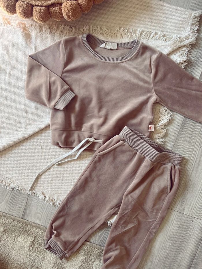 Ensemble gamin gamine mixte unisexe velours pêche beige